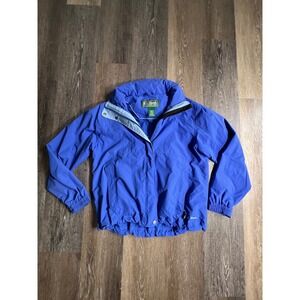 LL Bean Windbreaker Jacket Womens Medium Blue Excellent Stowaway Hood Nylon